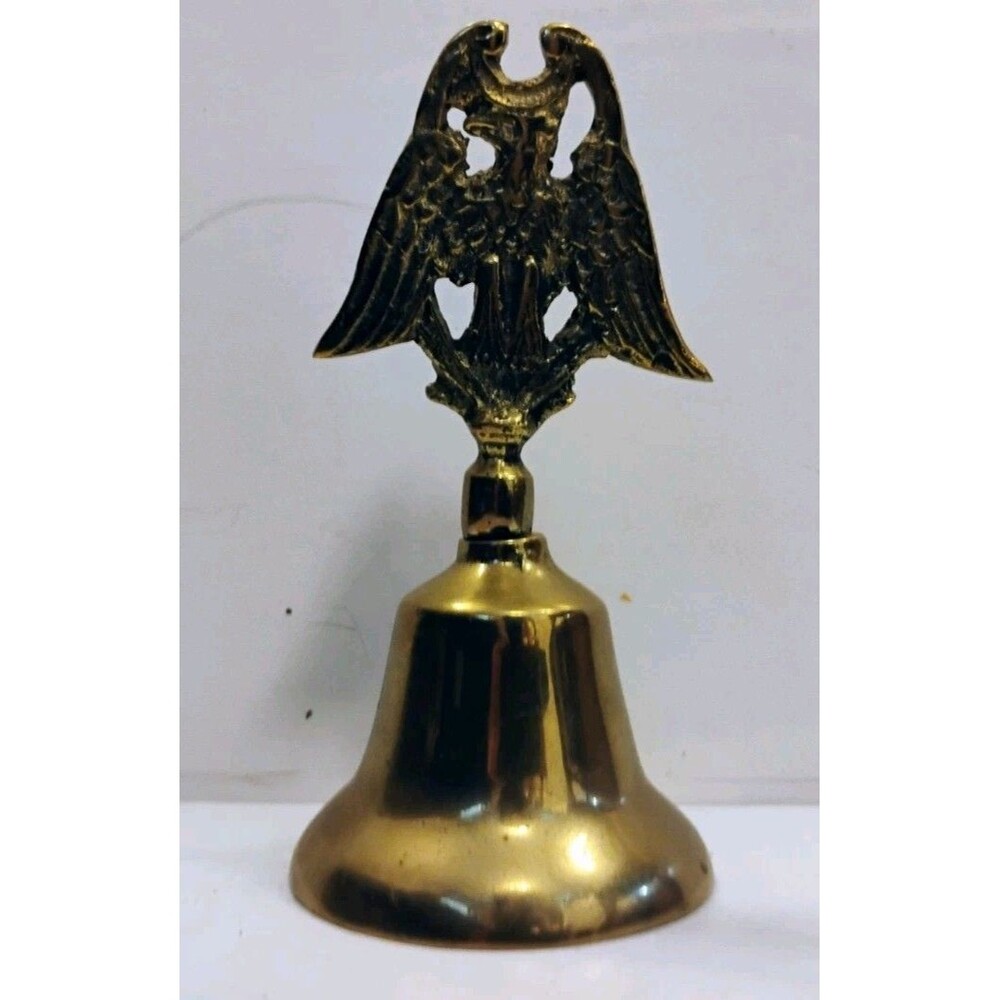 Vintage Brass American Federal Eagle Hand Bell Patriotic Table Desk Decor 5"